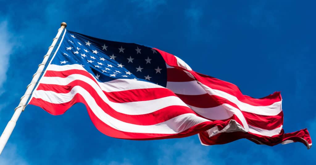 American Flag displayed on Flag Day for posts about Veteran's Funeral Benefits